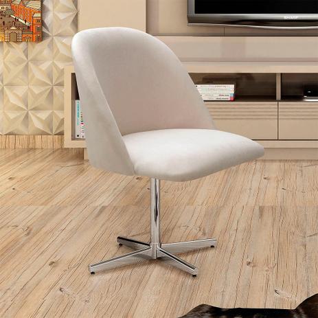 Poltrona Decorativa Gaia Base Giratória Cromada Creme - Bella Decor Menor preço em Poltrona Decorativa Gaia Base Giratória Cromada Creme - Bella Decor