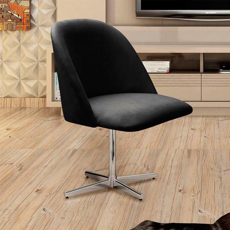 Poltrona Decorativa Gaia Base Giratória Cromada Preto - Bella Decor Menor preço em Poltrona Decorativa Gaia Base Giratória Cromada Preto - Bella Decor