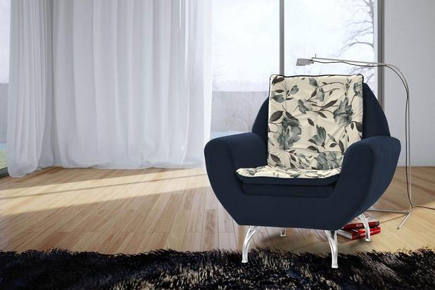 Poltrona Decorativa Glória - Azul light floral azul - Matrix Menor preço em Poltrona Decorativa Glória - Azul light floral azul - Matrix