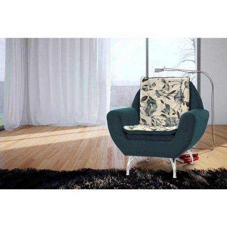 Poltrona Decorativa Glória Suede Azul B 373 com Floral F 422- Matrix Menor preço em Poltrona Decorativa Glória Suede Azul B 373 com Floral F 422- Matrix
