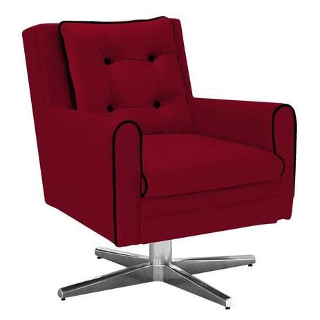 Poltrona Decorativa Madri Base Giratória Suede Vermelho - Ibiza Menor preço em Poltrona Decorativa Madri Base Giratória Suede Vermelho - Ibiza