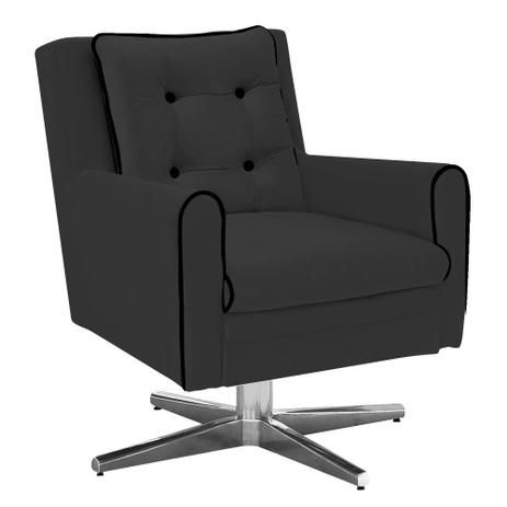 Poltrona Decorativa Madri Suede Grafite com Base Estrela em Alumínio - DRossi Menor preço em Poltrona Decorativa Madri Suede Grafite com Base Estrela em Alumínio - DRossi