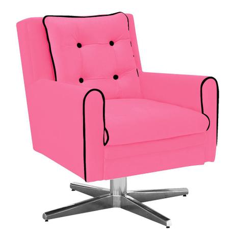 Menor preço em Poltrona Decorativa Madri Suede Rosa Barbie com Base Estrela em Alumínio - DRossi