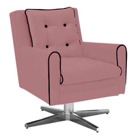 Poltrona Decorativa Madri Suede Rose com Base Estrela em Alumínio - DRossi Menor preço em Poltrona Decorativa Madri Suede Rose com Base Estrela em Alumínio - DRossi