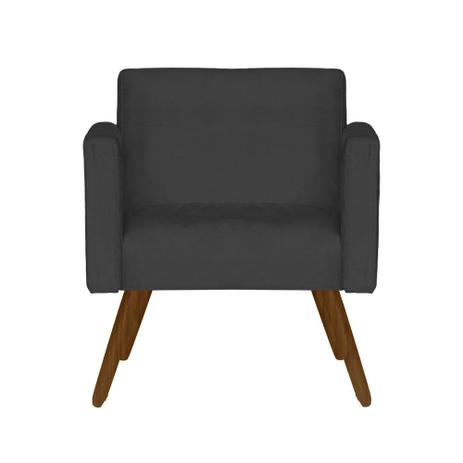 Poltrona Decorativa Milão Tecido Suede Preto Pés Palito Castanho - Mobília decor é boa?