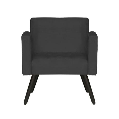 Poltrona Decorativa Milão Tecido Suede Preto Pés Palito Tabaco - Mobília decor Menor preço em Poltrona Decorativa Milão Tecido Suede Preto Pés Palito Tabaco - Mobília decor