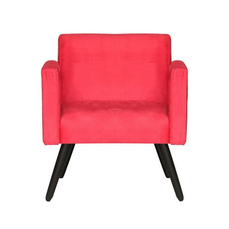 Poltrona Decorativa Milão Tecido Suede Vermelho Pés Palito Tabaco - Mobília decor Menor preço em Poltrona Decorativa Milão Tecido Suede Vermelho Pés Palito Tabaco - Mobília decor