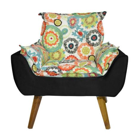 Menor preço em Poltrona Decorativa Opala Mandala Preto - Kasa Sofá