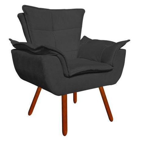 Poltrona Decorativa Opala Suede Grafite - DRossi Menor preço em Poltrona Decorativa Opala Suede Grafite - DRossi