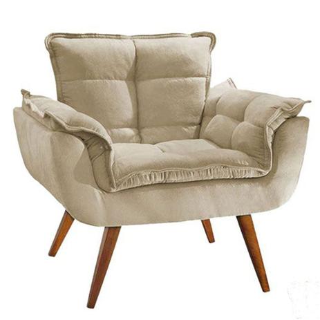 Poltrona Decorativa Opalla Sala Quarto Suede Bege - Kimi Design Menor preço em Poltrona Decorativa Opalla Sala Quarto Suede Bege - Kimi Design