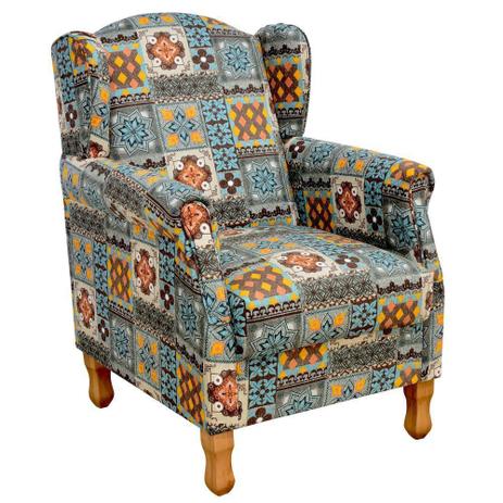 Menor preço em Poltrona Decorativa Para Sala de Estar Mel Azul Cinza - Lyam Decor