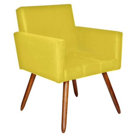 Poltrona Decorativa Pés Palito Vitoria Suede Amarela - Kasa Sofá Menor preço em Poltrona Decorativa Pés Palito Vitoria Suede Amarela - Kasa Sofá