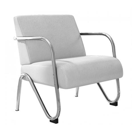 Poltrona Decorativa Sabrina Em Courino E Braços Cromados Branco - Mobisul Menor preço em Poltrona Decorativa Sabrina Em Courino E Braços Cromados Branco - Mobisul