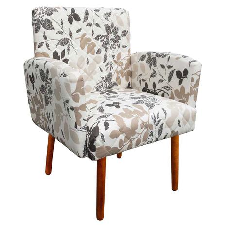 Poltrona Decorativa Veronês para Sala Recepção Floral Bege e Marrom D01 - DRossi Menor preço em Poltrona Decorativa Veronês para Sala Recepção Floral Bege e Marrom D01 - DRossi