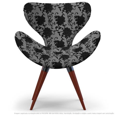 Poltrona Egg Floral Preto E Cinza Cadeira Decorativa com Base Fixa - Lubrano decor Menor preço em Poltrona Egg Floral Preto E Cinza Cadeira Decorativa com Base Fixa - Lubrano decor