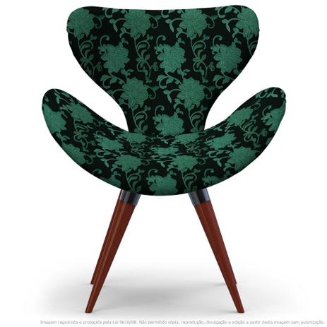 Poltrona Egg Floral Verde e Preto Cadeira Decorativa com Base Fixa - Lubrano decor Menor preço em Poltrona Egg Floral Verde e Preto Cadeira Decorativa com Base Fixa - Lubrano decor