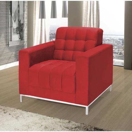 Poltrona em Veludo Liso Classic Império Estofados Vermelho Menor preço em Poltrona em Veludo Liso Classic Império Estofados Vermelho