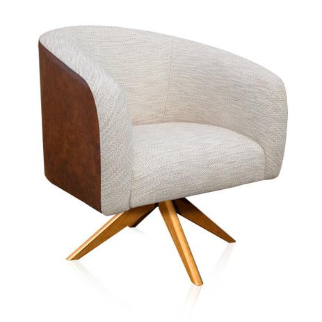 Poltrona Giratoria Berlim Couro Nozes Com Linho Bege D Rossi Poltronas Magazine Luiza