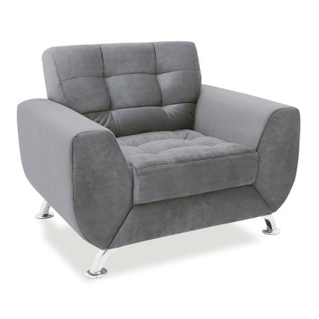 Poltrona Larissa Suede Cinza Linoforte Menor preço em Poltrona Larissa Suede Cinza Linoforte