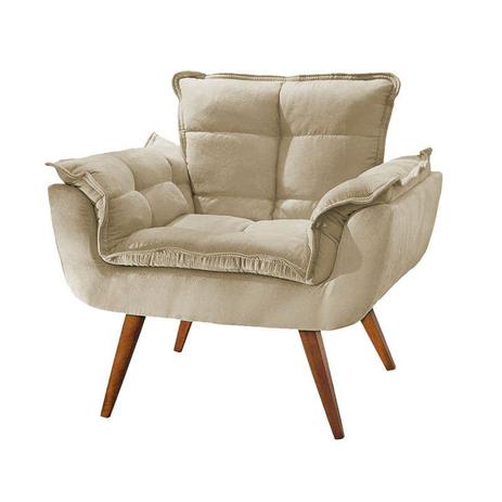 Poltrona Opalla com Pés Madeira Suede Bege é boa?