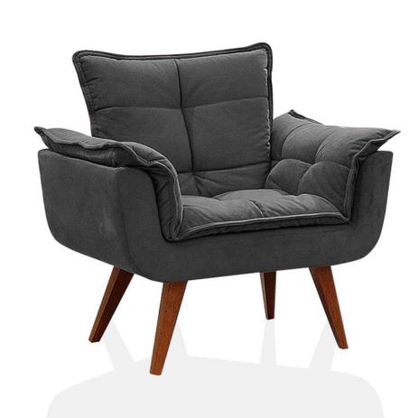 Poltrona Opalla Grafite Suede Pés Palito - La casa suiça Menor preço em Poltrona Opalla Grafite Suede Pés Palito - La casa suiça
