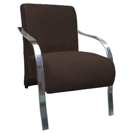 Poltrona Vênus Braço de Aluminio Tecido Liso - Marrom - MobiliaMobilia Menor preço em Poltrona Vênus Braço de Aluminio Tecido Liso - Marrom - MobiliaMobilia