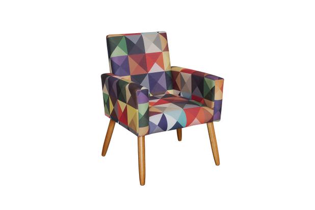 Poltronas Decorativa Nina Suede Triangulo Colorido - Porto Decor é ruim? Poltronas Decorativa Nina Suede Triangulo Colorido - Porto Decor é boa?