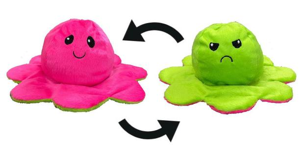 Polvo De Pelúcia Reversível Feliz Ou Bravo 30 Cm Fofinho Rosa/Verde - LuckBaby é boa?