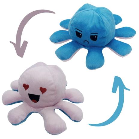 Polvo Feliz/Bravo Bipolar Reversível Humor Varias Cores Pelúcia 30cm - Anjo Ninho Menor preço em Polvo Feliz/Bravo Bipolar Reversível Humor Varias Cores Pelúcia 30cm - Anjo Ninho