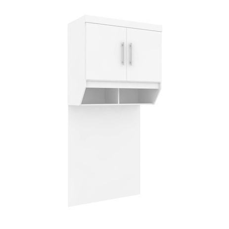 Ponte Modulada com Cabeceira Solteiro 2 Portas 100cm Supreme Robel Branco Fosco/Branco Madeirado Menor preço em Ponte Modulada com Cabeceira Solteiro 2 Portas 100cm Supreme Robel Branco Fosco/Branco Madeirado