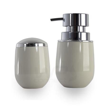 Porta Algodão Cotonetes Sabonete Liquido Bancada Lavabo Bege - Ou Menor preço em Porta Algodão Cotonetes Sabonete Liquido Bancada Lavabo Bege - Ou