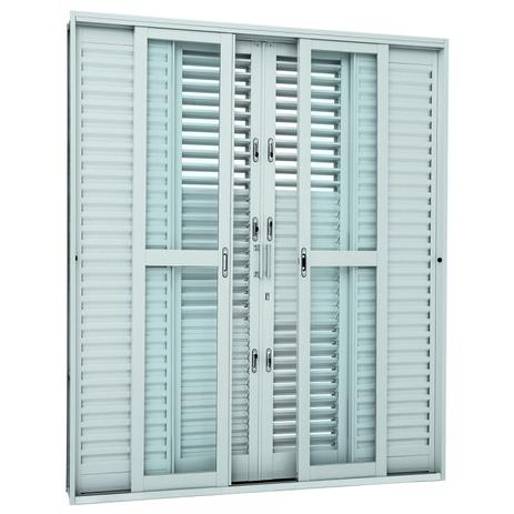 Porta Balcão de Correr Aço Veneziana Sasazaki Prátika 6 Folhas Multiflex 217cmx200cmx16,5cm Branco Menor preço em Porta Balcão de Correr Aço Veneziana Sasazaki Prátika 6 Folhas Multiflex 217cmx200cmx16,5cm Branco