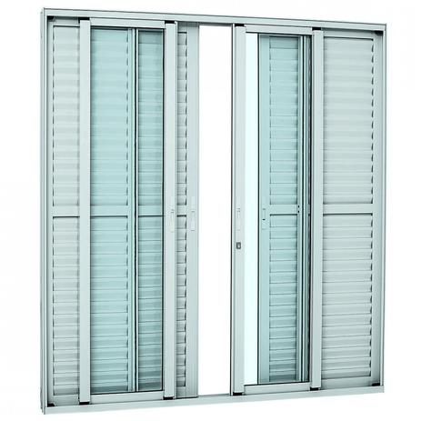 Porta Balcão de Correr Alumínio Veneziana 6 Folhas Esmaltada Alumifort 216cmx200cm Sasazaki Branco Menor preço em Porta Balcão de Correr Alumínio Veneziana 6 Folhas Esmaltada Alumifort 216cmx200cm Sasazaki Branco