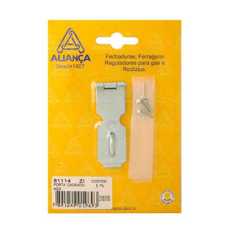 Porta cadeado 89mm zincado Aliança Menor preço em Porta cadeado 89mm zincado Aliança