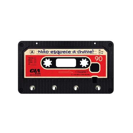Porta Chave Fita Cassete Mdf com 04 Ganchos - DRossi Menor preço em Porta Chave Fita Cassete Mdf com 04 Ganchos - DRossi