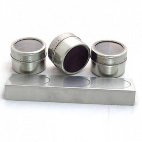 Porta Condimentos em Inox com Base Magnetica e 3 Unidades - Wincy Menor preço em Porta Condimentos em Inox com Base Magnetica e 3 Unidades - Wincy