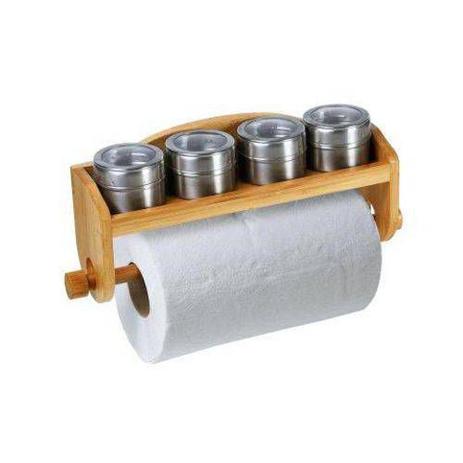 Porta Condimentos Tempero Bambu C/ Suporte Para Papel Toalha - welf Menor preço em Porta Condimentos Tempero Bambu C/ Suporte Para Papel Toalha - welf