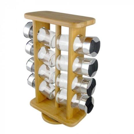 Porta Condimentos, Temperos e Especiarias Giratorio em Bambu com 08 Potes em Vidro - Carisma Menor preço em Porta Condimentos, Temperos e Especiarias Giratorio em Bambu com 08 Potes em Vidro - Carisma