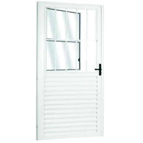 Menor preço em Porta de  Alumínio Branco Social Com Postigo 2,10 X 0,80 Linha 25 Esquerda - Dc