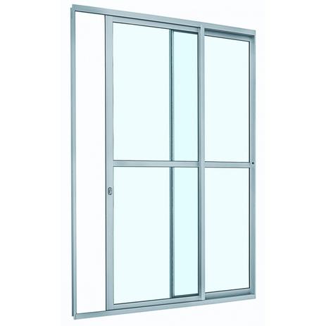 Porta de Correr Alumínio com Divisão Central Alumifit 2 Folhas Sasazaki 216cmx160cmx6,6cm Branco Menor preço em Porta de Correr Alumínio com Divisão Central Alumifit 2 Folhas Sasazaki 216cmx160cmx6,6cm Branco