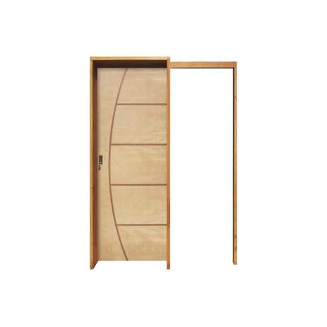 Porta de Correr com Miolo Semi Oco Montada Curupixá Frisada 210x82cm Natural - Sidney esquadrias Menor preço em Porta de Correr com Miolo Semi Oco Montada Curupixá Frisada 210x82cm Natural - Sidney esquadrias