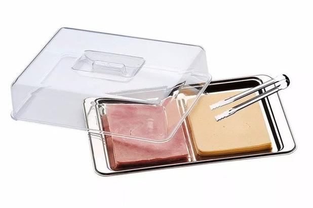 Porta Frios Duplo em Aço Inox e Tampa Acrílica Transparente - 123 Útil Menor preço em Porta Frios Duplo em Aço Inox e Tampa Acrílica Transparente - 123 Útil