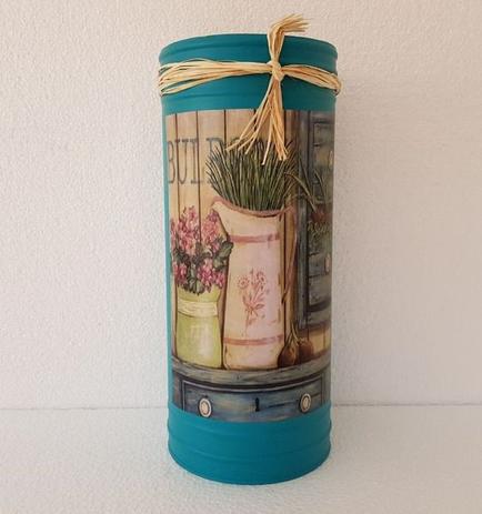 Porta Guarda Chuva Retrô Estampa Vaso de Flor- Azul - Vintage ville Menor preço em Porta Guarda Chuva Retrô Estampa Vaso de Flor- Azul - Vintage ville