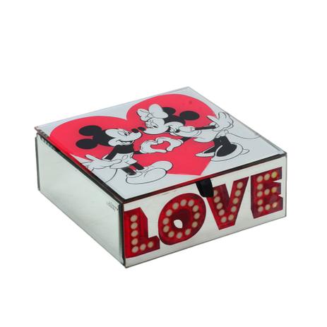 Menor preço em Porta Joia espelhado Minnie e Mickey Love Disney