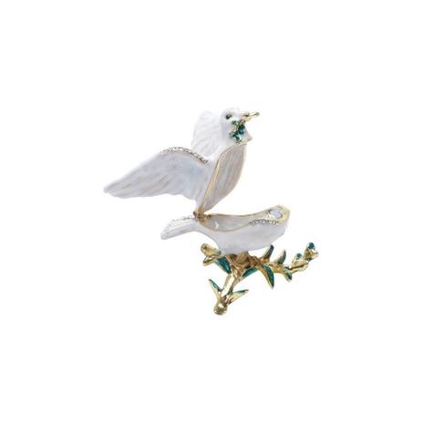 Porta Joias de Zamac Pomba 8cmx6cmx8cm Rojemac Branco Menor preço em Porta Joias de Zamac Pomba 8cmx6cmx8cm Rojemac Branco