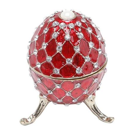 Porta Joias Oval de Zamac Fabergé 9,5cmx6cmx6cm Rojemac Vermelho Menor preço em Porta Joias Oval de Zamac Fabergé 9,5cmx6cmx6cm Rojemac Vermelho