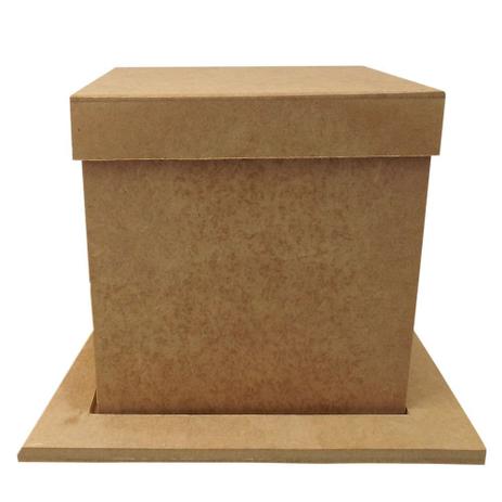 Porta Panetone em MDF Quadrado com Base e Tampa Lisa 20x20x20cm Natal - Palácio da Arte Menor preço em Porta Panetone em MDF Quadrado com Base e Tampa Lisa 20x20x20cm Natal - Palácio da Arte