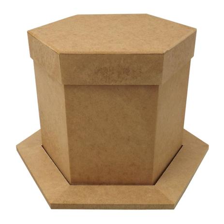 Porta Panetone em MDF Sextavado com Base e Tampa Lisa 20x20x20cm Natal - Palácio da Arte Menor preço em Porta Panetone em MDF Sextavado com Base e Tampa Lisa 20x20x20cm Natal - Palácio da Arte