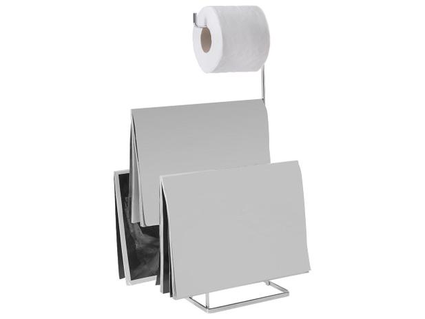 Porta Papel Higiênico com Revisteiro Inox Brinox - Piazza 1794/000 Menor preço em Porta Papel Higiênico com Revisteiro Inox Brinox - Piazza 1794/000