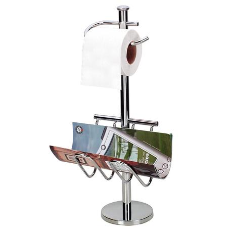 Porta Papel Higiênico Pedestal com Revisteiro para Banheiro Jackwal 2861 Cromado Menor preço em Porta Papel Higiênico Pedestal com Revisteiro para Banheiro Jackwal 2861 Cromado